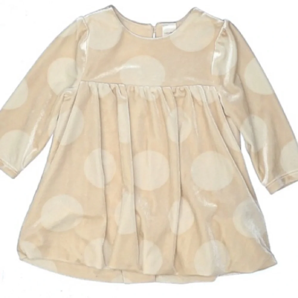 Baby Gap | Pockadot Dress Ruched Beige Soft Part Dress